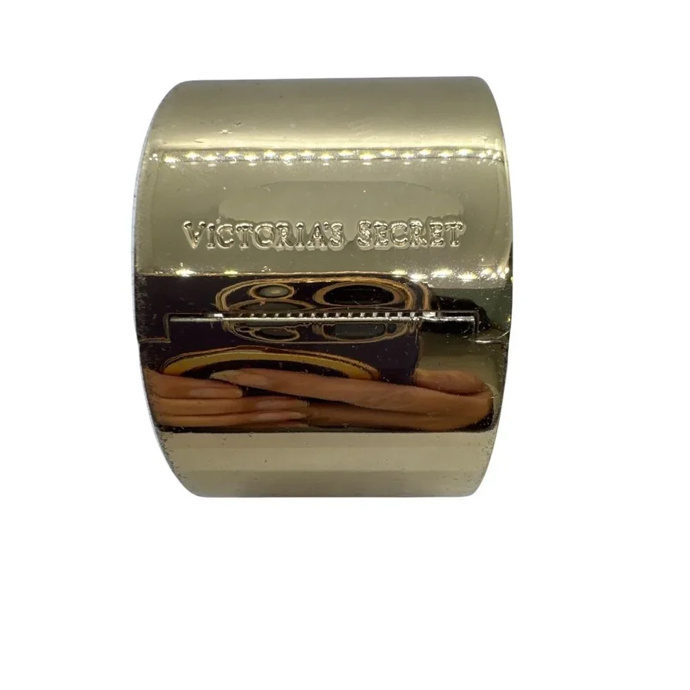 Victorias Secret Gold-Tone Wide Cuff Bracelet Rhinestone Studs Accents NIB